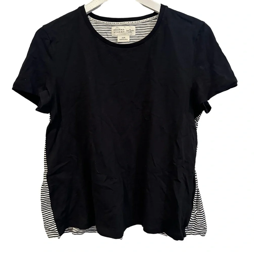 Kate‎ Spade Women’s M Broome Street Black and White Striped Short Sleeve Top